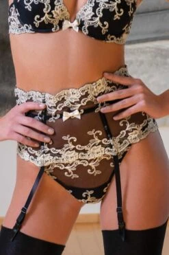 Ambra Lingerie - Platinum Thong Tanga - Black Seta