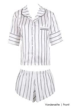 Bluebella - Alma Satin Pajama Set - White Blue -Exquisites Dessous-Geschäft BLUEBELLA ALMA SHORT PYJAMA SET 1 1280x1280
