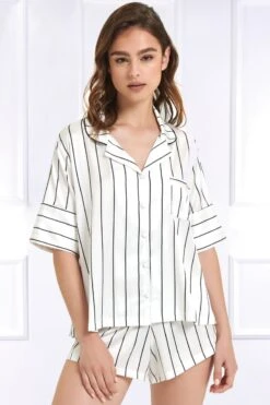 Bluebella - Alma Satin Pajama Set - White Blue