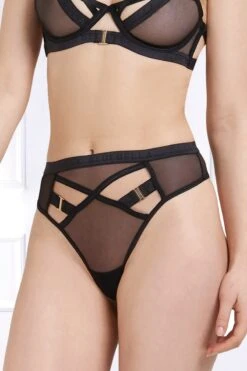 Bluebella - Oslo High Waist Thong - Black -Exquisites Dessous-Geschäft BLUEBELLA OSLO HIGH WAIST THONG BLACK 2 1280x1280