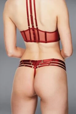 Bordelle Lingerie - Art Deco Multi Strap Thong - Red -Exquisites Dessous-Geschäft BORDELLE LINGERIE ART DECO MULTI STRAP THONG RED 2 1280x1280