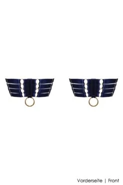 Bordelle Lingerie - Rey Webbed Garters Set - Navy Blue