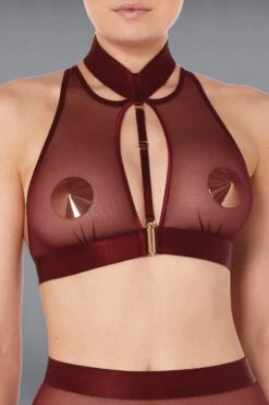 Bordelle Lingerie - Merida Soft Collar Crop Top - Burgundy