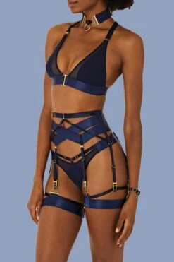 Bordelle Lingerie - Rey Thong - Navy Blue -Exquisites Dessous-Geschäft BORDELLE LINGERIE REY THONG BLUE 4 1280x1280