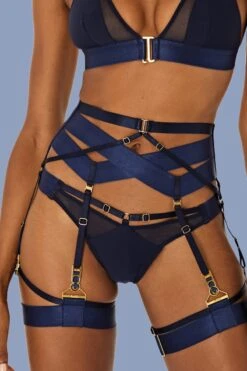Bordelle Lingerie - Rey Thong - Navy Blue -Exquisites Dessous-Geschäft BORDELLE LINGERIE REY THONG BLUE 5 1280x1280