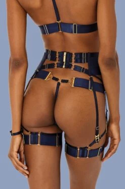 Bordelle Lingerie - Rey Thong - Navy Blue -Exquisites Dessous-Geschäft BORDELLE LINGERIE REY THONG BLUE 7 1280x1280
