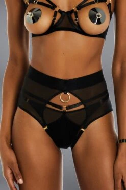 Bordelle Lingerie - Ula Crotchless Ouvert Brief - Black -Exquisites Dessous-Geschäft BORDELLE LINGERIE ULLA OUVERT BRIEF BLACK 1 1280x1280