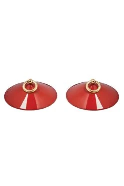 Bordelle Lingerie - O Ring Enamel Nipplets - Red -Exquisites Dessous-Geschäft BORDELLE SIGNATURES O ENAMEL NIPPLETS BURNT RED 4 1280x1280