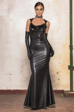 Patrice Catanzaro - Gaelle Wetlook Robe - Black