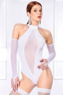 Patrice Catanzaro - Mesh Arm Sleeves Set - White -Exquisites Dessous-Geschäft CATANZARO MITAINES RESILLE BLANCHE 4 1280x1280