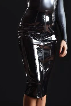 Maison Catanzaro - Ornella Vinyl Pencil Skirt - Black