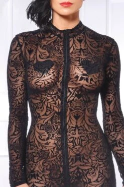 Maison Catanzaro - Sweety Maori Tattoo Catsuit - Black -Exquisites Dessous-Geschäft CATANZARO SWEETY CATSUIT MAORI SCHWARZ 5 1280x1280