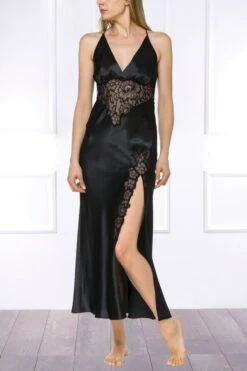 Coemi - Ayana Long Satin Slip Dress - Black