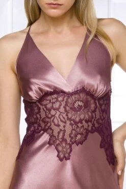 Coemi - Ayana Long Satin Slip Dress - Powder -Exquisites Dessous-Geschäft COEMI AYANA LONG NEGLIGEE DUSTY PINK 4 1280x1280