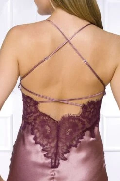 Coemi - Ayana Long Satin Slip Dress - Powder -Exquisites Dessous-Geschäft COEMI AYANA LONG NEGLIGEE DUSTY PINK 6 1280x1280