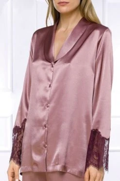 Coemi - Ayana Satin Pyjama Set - Powder -Exquisites Dessous-Geschäft COEMI AYANA PYJAMA DUSTY PINK WINE 3 1280x1280