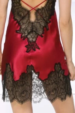Coemi - Satin Slip Dress - Red -Exquisites Dessous-Geschäft COEMI AYANA SHORT NEGLIGEE CHERRY BLACK 7 1280x1280