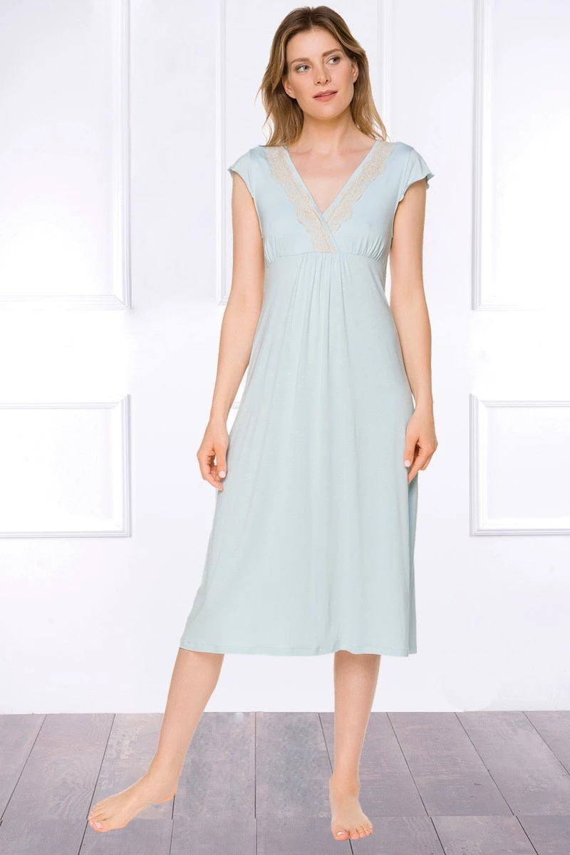 Coemi - Irma Micromodal Nightdress - Light Blue - Mid Length 9 Coemi - Irma Micromodal Nightdress - Light Blue - Mid Length – Bild 7