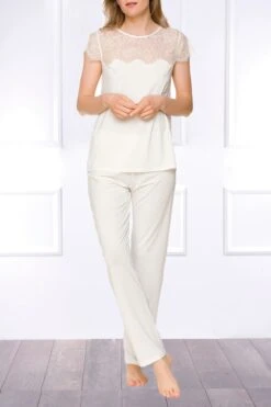 Coemi - Janel Micromodal Pajama Set - Champagne (long) -Exquisites Dessous-Geschäft COEMI JANEL PYJAMA CREAM 4 1280x1280