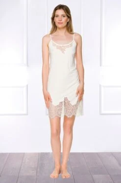 Coemi - Janel Micromodal Nightdress - Champagne -Exquisites Dessous-Geschäft COEMI JANEL SHORT NIGHTDRESS CREAM 5 1280x1280