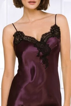 Coemi - Jemma Satin Slip Dress - Damson/Black -Exquisites Dessous-Geschäft COEMI JEMMA NIGHTDRESS DAMSON BLACK 2 1280x1280