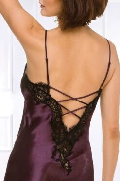 Coemi - Jemma Satin Slip Dress - Damson/Black -Exquisites Dessous-Geschäft COEMI JEMMA NIGHTDRESS DAMSON BLACK 7 1280x1280
