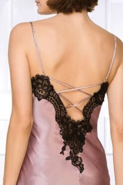 Coemi - Jemma Satin Slip Dress - Dusty Pink/Black -Exquisites Dessous-Geschäft COEMI JEMMA NIGHTDRESS DUSTY PINK BLACK 6 1280x1280