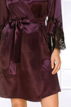 Coemi - Jemma Satin Kimono - Damson/Black -Exquisites Dessous-Geschäft COEMI JEMMA ROBE 1 1280x1280