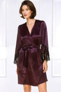 Coemi - Jemma Satin Kimono - Damson/Black