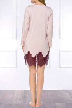 Coemi - Soul Long Sleeve Nightdress - Rose -Exquisites Dessous-Geschäft COEMI SOUL LONG SLEEVE NIGHTDRESS ROSE CLOUD WINE 4 1280x1280