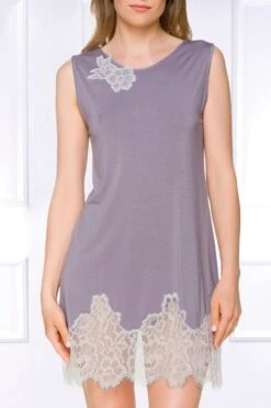 Coemi - Tia Micromodal Nightdress - Lavender -Exquisites Dessous-Geschäft COEMI TIA SHORT NIGHTDRESS NO SLEEVES LAVENDER CREAM 3 1280x1280