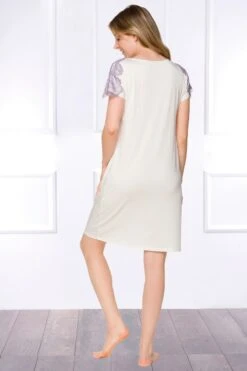 Coemi - Tia Micromodal Nightdress - Champagne -Exquisites Dessous-Geschäft COEMI TIA SHORT NIGHTDRESS SHORT SLEEVES CREAM LAVENDER 10 1280x1280