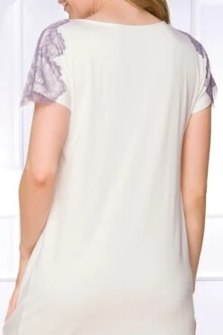 Coemi - Tia Micromodal Nightdress - Champagne -Exquisites Dessous-Geschäft COEMI TIA SHORT NIGHTDRESS SHORT SLEEVES CREAM LAVENDER 7 1280x1280