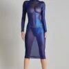 Maison Close - Blue Angel Midi Dress - Metallic Blue