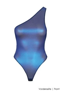 Maison Close - Blue Angel Open Thong Body - Metallic Blue -Exquisites Dessous-Geschäft MAISON CLOSE BLUE ANGEL ONE SHOULDER THONG BODY MESH 4 1280x1280