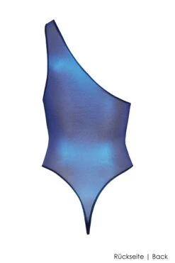 Maison Close - Blue Angel Open Thong Body - Metallic Blue -Exquisites Dessous-Geschäft MAISON CLOSE BLUE ANGEL ONE SHOULDER THONG BODY MESH 5 1280x1280