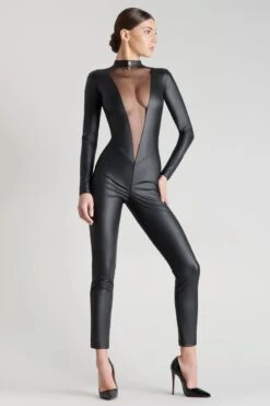 Maison Close - Chambre Noire Open Catsuit - Wetlook Black