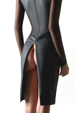 Maison Close - Chambre Noire Midi Dress - Wetlook Black -Exquisites Dessous-Geschäft MAISON CLOSE CHAMBRE NOIR KLEID 4 1280x1280