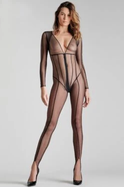Maison Close - L Amoureuse Open Catsuit - Black