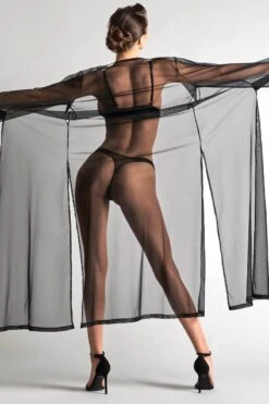 Maison Close - Madame Reve Mesh Kimono - Black -Exquisites Dessous-Geschäft MAISON CLOSE MADAME REVE KIMONO LONG SCHWARZ 4 1280x1280