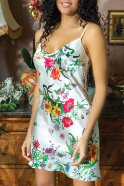 Marjolaine - Silk Slip Dress - 4OME0101-0102 -Exquisites Dessous-Geschäft MARJOLAINE OMERINE NEGLIGEE 4OME0101 0102 IMP BOUQUETS 3 1280x1280