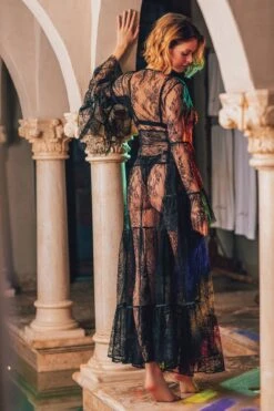 Marjolaine - Long Lace Coat - 4PER2201-0004 -Exquisites Dessous-Geschäft MARJOLAINE PERSEA 4PER2201 DESHABILLE LONG BLACK 7 1280x1280