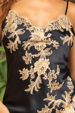 Marjolaine - Ava Silk Slip Dress - Black/Beige -Exquisites Dessous-Geschäft MARJOLAINE PHENIX SEIDEN NEGLIGEE BLACK BEIGE 4 1280x1280