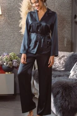 Marjolaine - Soie Unie Silk Pajama Set - Black