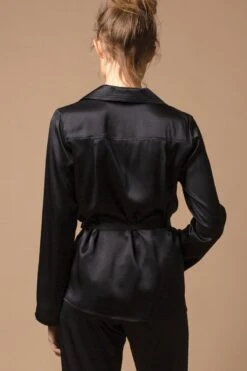 Marjolaine - Soie Unie Silk Pajama Set - Black -Exquisites Dessous-Geschäft MARJOLAINE SOIE UNIE PYJAMA BLACK 4 1280x1280