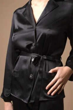 Marjolaine - Soie Unie Silk Pajama Set - Black -Exquisites Dessous-Geschäft MARJOLAINE SOIE UNIE PYJAMA BLACK 5 1280x1280