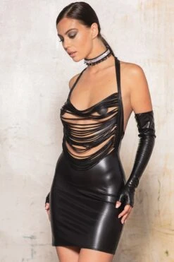 Maison Catanzaro - Calicia Wetlook Robe - Black -Exquisites Dessous-Geschäft PATRICE CATANZARO CALICIA ROBE 2 1280x1280