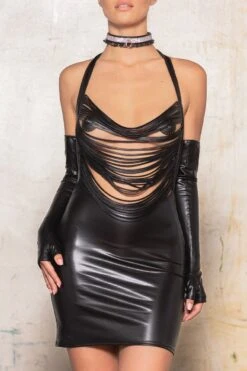 Maison Catanzaro - Calicia Wetlook Robe - Black -Exquisites Dessous-Geschäft PATRICE CATANZARO CALICIA ROBE 5 1280x1280