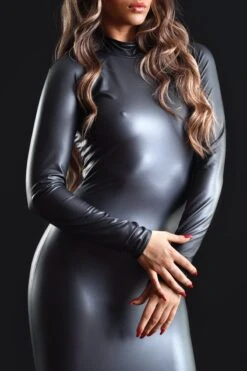 Maison Catanzaro - Lexi Wetlook Robe - Black -Exquisites Dessous-Geschäft PATRICE CATANZARO LEXI ROBE WETLOOK BLACK 3 1280x1280