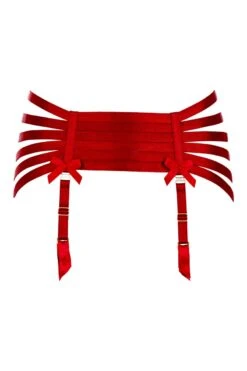 Bordelle Lingerie - Webbed Suspender Garter Belt - Red -Exquisites Dessous-Geschäft bordelle webbed suspender sigs01br red 1 3587 1280x1280